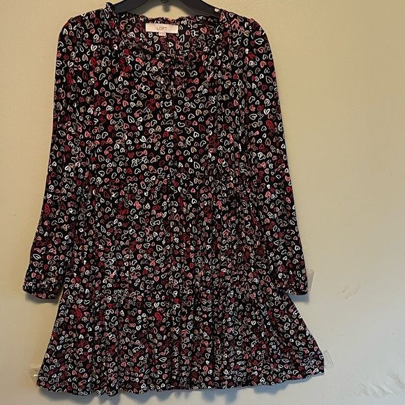 LOFT Dresses & Skirts - Flouncy Black Mini Dress with Red and White Valentine's Hearts. Loft Sz.M Party!